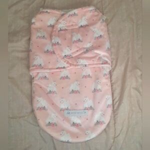 NWOT Petite Amour Pink Baby Swaddle with Swan Print